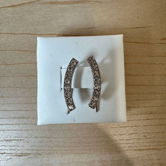 PREMIER‎ DESIGNS Silver Rhinestone Crawler Earrings - Picture 1 of 4